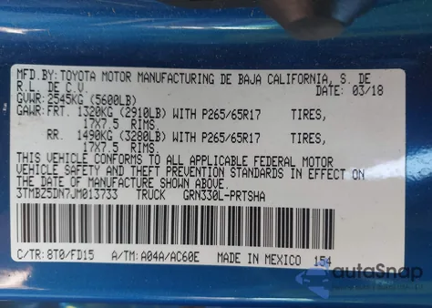 2018 Toyota Tacoma Double Cab/Sr5/Trd Sport z USA, uszkodzony, nr VIN 3TMBZ5DN7JM013733